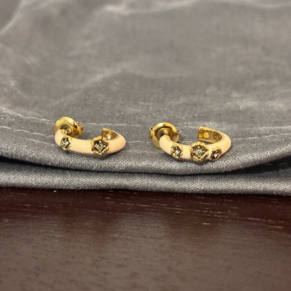 Coach Tea Rose Huggie Earrings - Picture 1 of 2